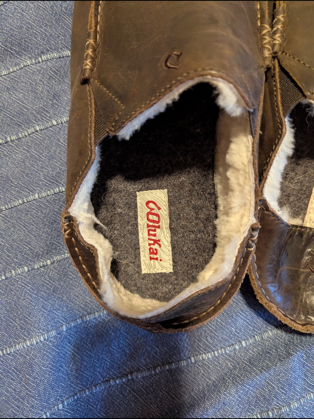 Olukai Moloa Men's Brown Leather Slipper, 11 - Picture 5 of 9